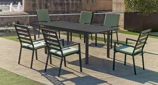 Set aluminio: mesa exten. ▯220 +8 sillones [Palma] de Hevea - imagen 5