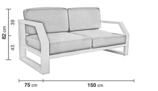 Sofá 2 plazas de aluminio para jardín [Bellagio] de Hevea - imagen 2