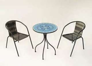 Mesa mosaico ◯60 + 2 sillones wicker [Berna-San] de Hevea - imagen 2