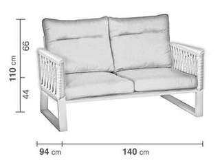 Sofá 2p de aluminio y cuerda para jardín [Bolonia] de Hevea - imagen 2