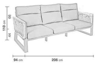 Sofá 3p de aluminio y cuerda para jardín [Bolonia] de Hevea - imagen 3