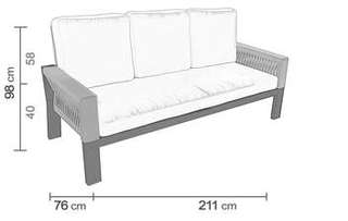 Sofá 3p de aluminio y cuerda de jardín [Estambul] de Hevea - imagen 2