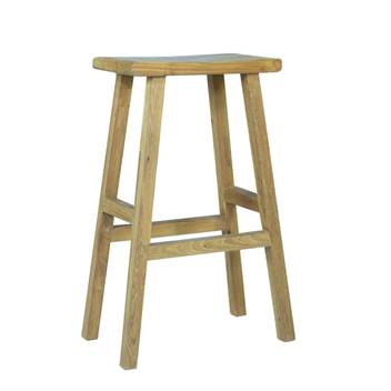 Taburete alto de Teca [Pyu] de Mooma - Taburete alto de bar para jardín, con estructura en teca reciclada y asiento macizo de 4 cm de grosor