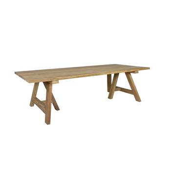 Mesa de Teca 280x100cm [Swann] de Mooma - Mesa comedor 280x100cm cm para jardín, con estructura de teca reciclada y encimera maciza de 4,5 cm de grosor