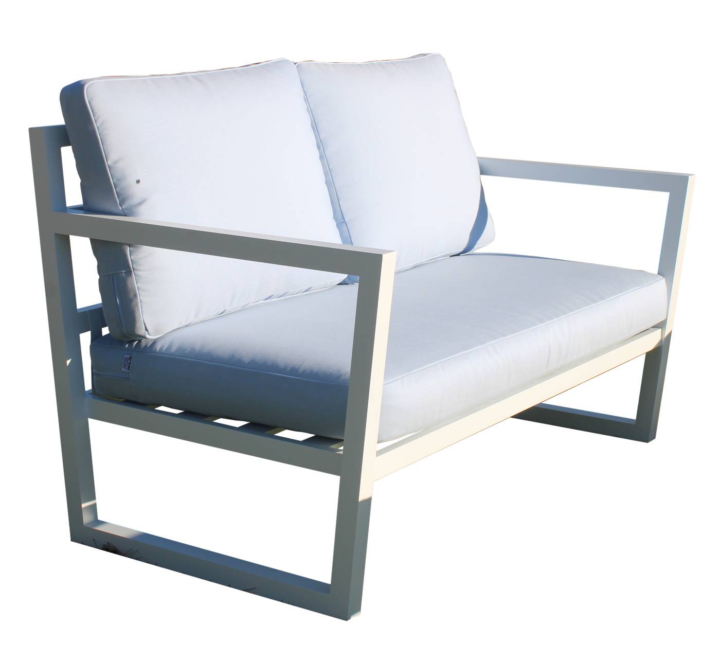 Sofá 2p + 2 sillones + taburetes, aluminio [Piona] - Conjunto de aluminio para exterior: sofá 2 plazas + 2 sillones + mesa de centro + 2 taburetes. Disponible en cinco colores diferentes.