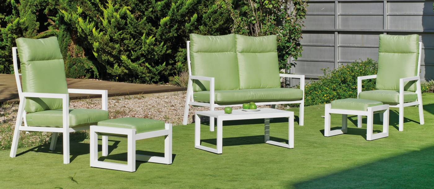 Sillón confort reclinable de aluminio [Voriam] - Sillón relax lujo para jardín, con respaldo reclinable. Fabricado de aluminio en color blanco, antracita, champagne, plata o marrón.
